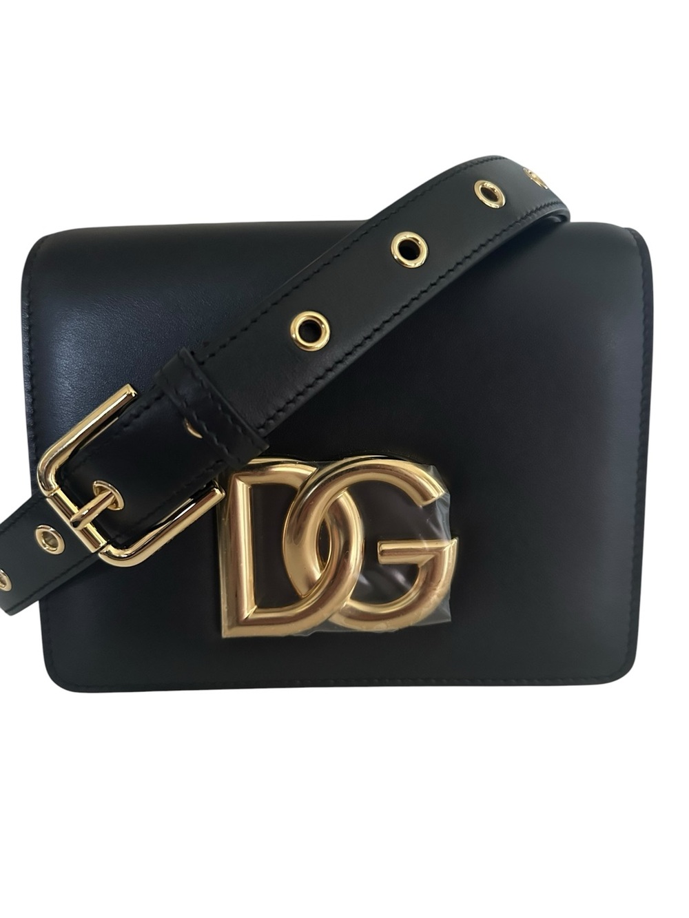 Dolce & Gabbana 3.5 Black Calfskin DG Logo Crossbody Flap Bag NWT $2200